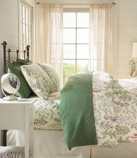 LLBean Botanical Floral Percale Comforter Cover Collection Unisex J46J2485 Bedding Botanical Floral Blue