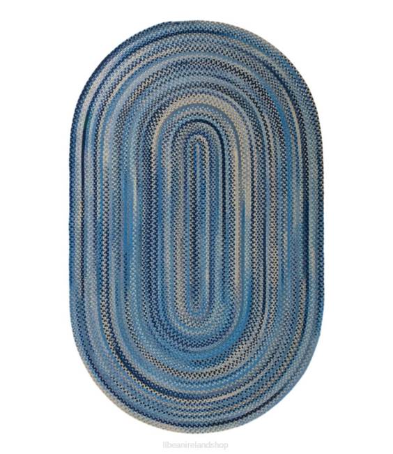 LLBean Braided Wool Rug Oval Unisex J46J5510 Home Goods Mid-Blue Multi