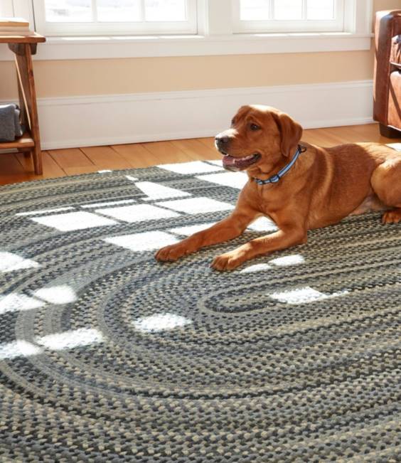 LLBean Braided Wool Rug Oval Unisex J46J5510 Home Goods Mid-Blue Multi