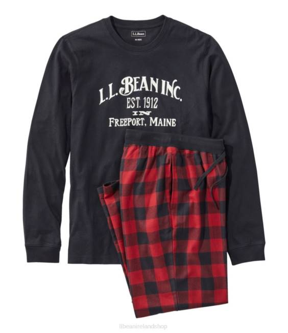 LLBean Camp PJ Set Men J46J3369 Clothing Ink Black/Deep Red Plaid