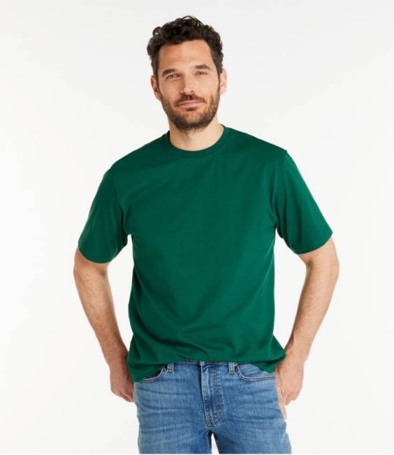 LLBean Carefree Unshrinkable Tee Men J46J4580 Clothing Gray Heather