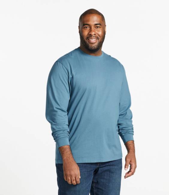 LLBean Carefree Unshrinkable Tee Men J46J4624 Clothing Sea Aqua