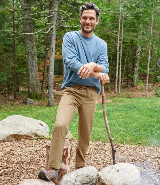 LLBean Carefree Unshrinkable Tee Men J46J5697 Clothing Warm Gold