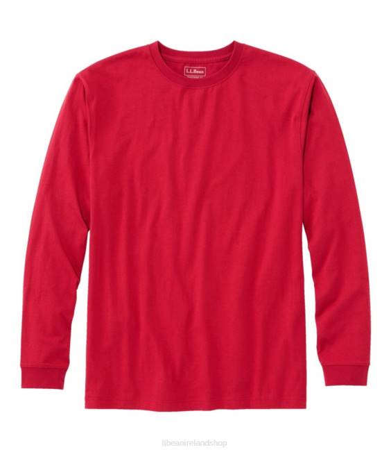 LLBean Carefree Unshrinkable Tee Men J46J62 Clothing Dark Breton Red