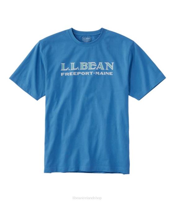 LLBean Carefree Unshrinkable Tee Men J46J6479 Clothing Marine Blue Logo
