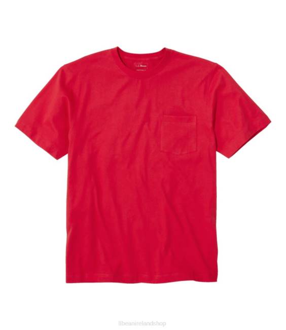 LLBean Carefree Unshrinkable Tee with Pocket Men J46J30 Clothing Dark Breton Red