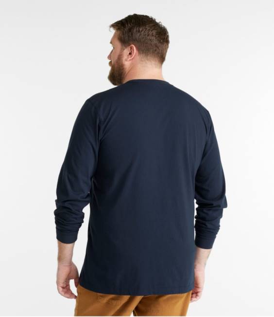 LLBean Carefree Unshrinkable Tee with Pocket Men J46J4757 Clothing Ocean Blue