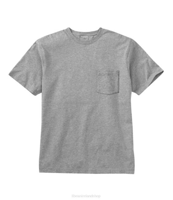 LLBean Carefree Unshrinkable Tee with Pocket Men J46J5670 Clothing Gray Heather