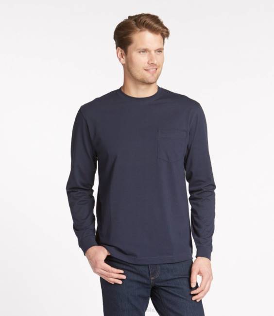 LLBean Carefree Unshrinkable Tee with Pocket Men J46J5800 Clothing Black