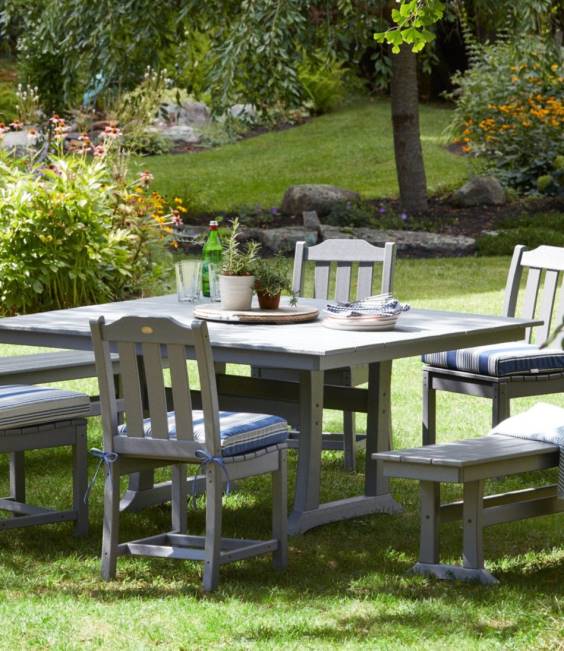 LLBean Casco Bay Cushion for All-Weather Armless/Folding Chair Stripe Unisex J46J2643 Backyard  Patio Navy/Gray Multi