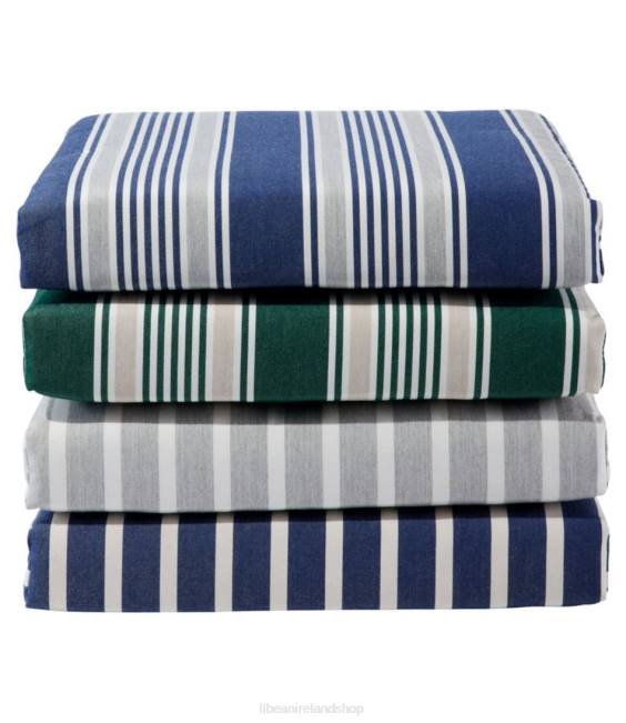 LLBean Casco Bay Cushion for All-Weather Armless/Folding Chair Stripe Unisex J46J4442 Backyard  Patio Gray/White
