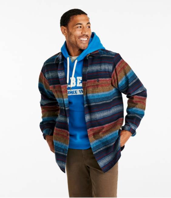 LLBean Chamois Shirt Men J46J5052 Clothing Rangeley Blue Multi