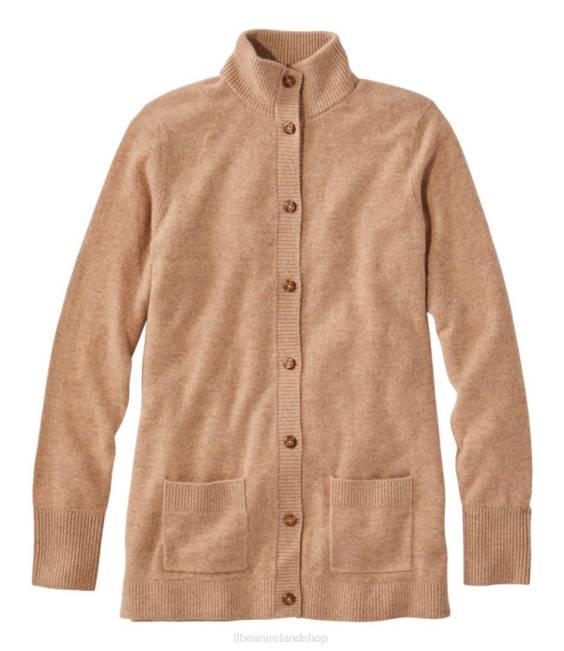 LLBean Classic Cashmere Button-Front Cardigan Women J46J3060 Clothing Honey Brown