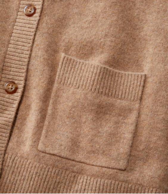 LLBean Classic Cashmere Button-Front Cardigan Women J46J3060 Clothing Honey Brown