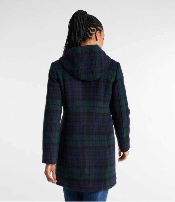 LLBean Classic Lambswool Duffel Coat Women J46J928 Outerwear Black Watch Tartan