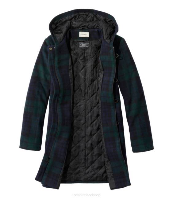 LLBean Classic Lambswool Duffel Coat Women J46J928 Outerwear Black Watch Tartan