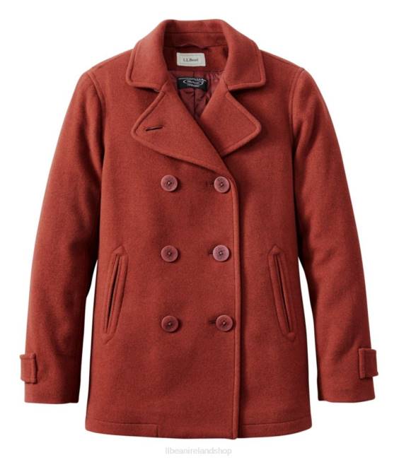 LLBean Classic Lambswool Peacoat Women J46J6065 Outerwear Hickory Heather