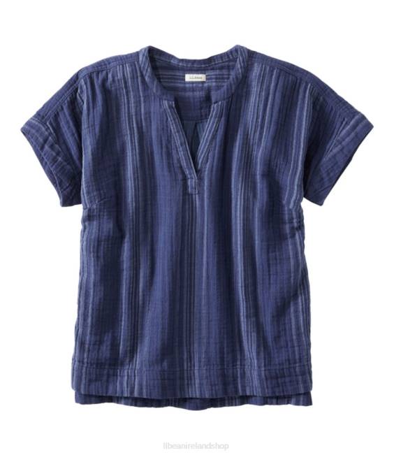 LLBean Cloud Gauze Shirt Women J46J5713 Clothing Vintage Indigo Stripe