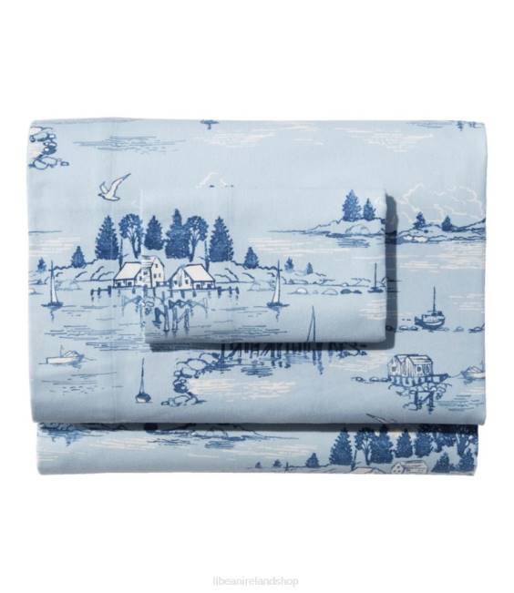 LLBean Coastal Landscape Flannel Sheet Collection Unisex J46J2719 Bedding Seaside Blue