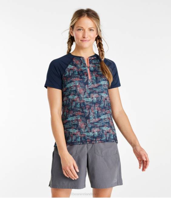 LLBean Comfort Cycling Jersey Print Short-Sleeve Women J46J1668 Clothing Classic Navy Geo Print/Classic Navy
