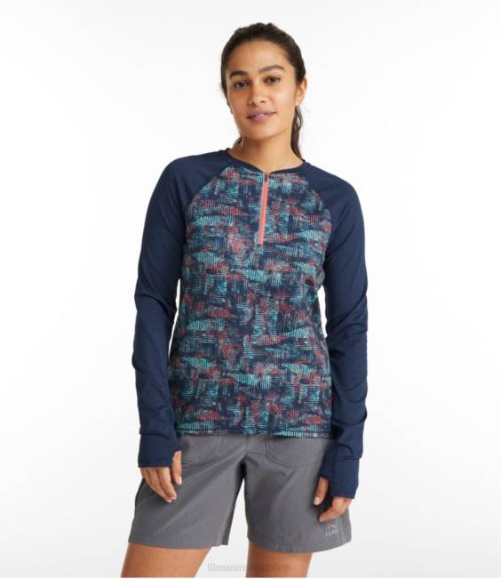 LLBean Comfort Cycling Jersey Women J46J1722 Clothing Classic Navy Geo Print/Classic Navy