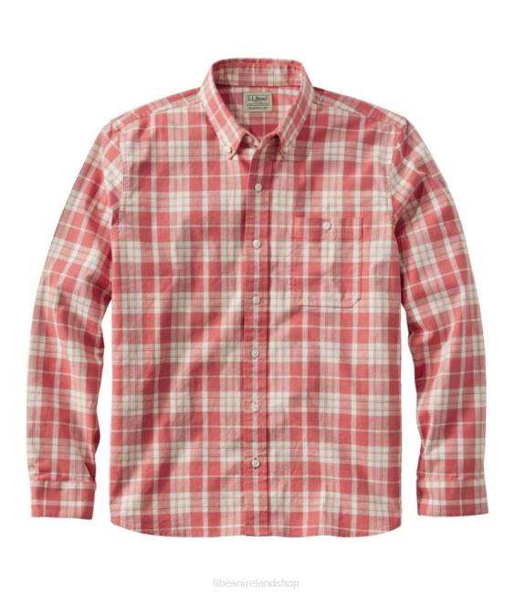 LLBean Comfort Stretch Chambray Shirt Men J46J6565 Clothing Vintage Red