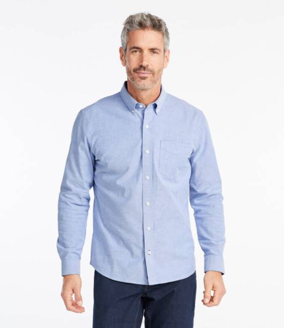 LLBean Comfort Stretch Oxford Shirt Men J46J429 Clothing Light Cobalt
