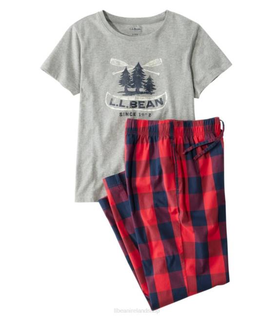 LLBean Comfort Stretch Sleep PJ Set Women J46J4775 Clothing Bright Red Plaid
