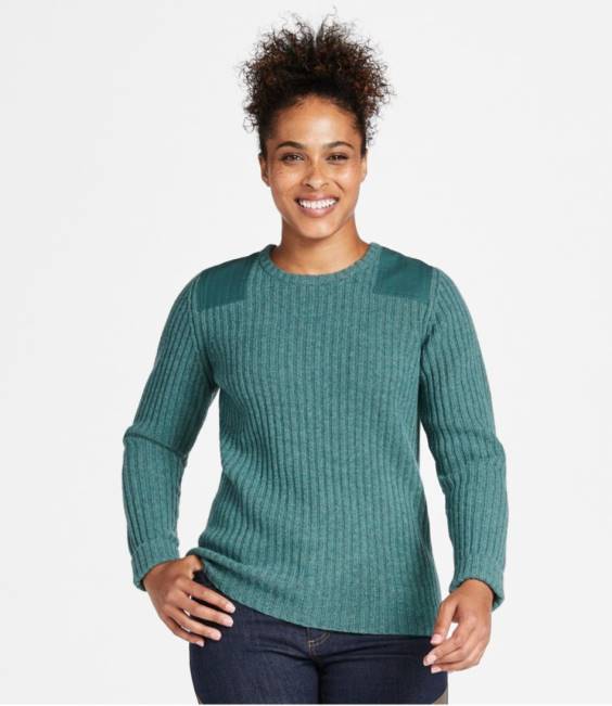 LLBean Commando Crewneck Sweater Women J46J3410 Outdoor Equipment Gray Heather