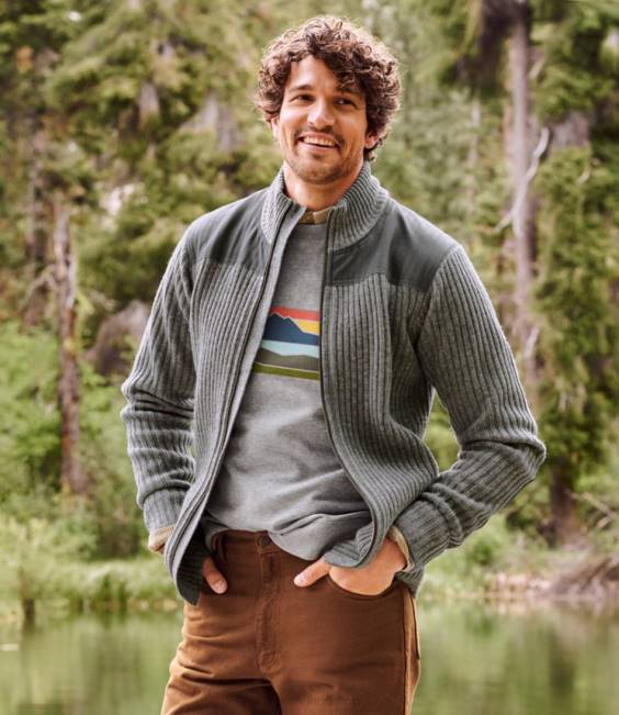 LLBean Commando Full Zip Sweater Men\s Men J46J1376 Outdoor Equipment Bright Navy Heather