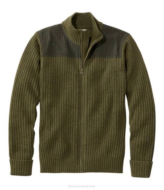 LLBean Commando Full Zip Sweater Mens Men J46J6719 Outdoor Equipment Loden Heather