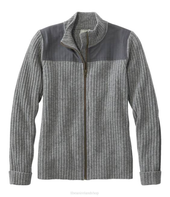 LLBean Commando Full Zip Sweater Women J46J3401 Outdoor Equipment Gray Heather