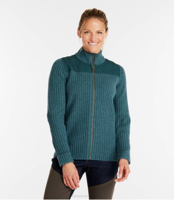 LLBean Commando Full Zip Sweater Women J46J3401 Outdoor Equipment Gray Heather