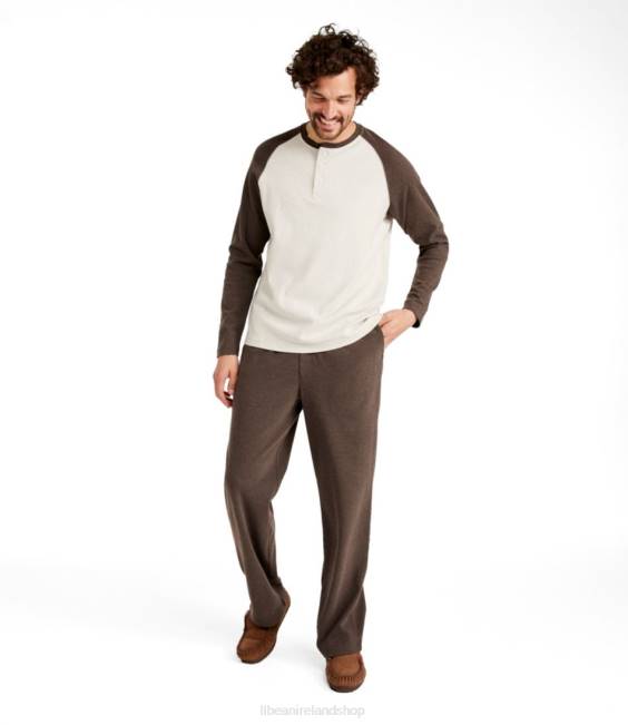 LLBean Cotton Knit Pajamas Men J46J161 Clothing Darkest Brown/Oatmeal Heather