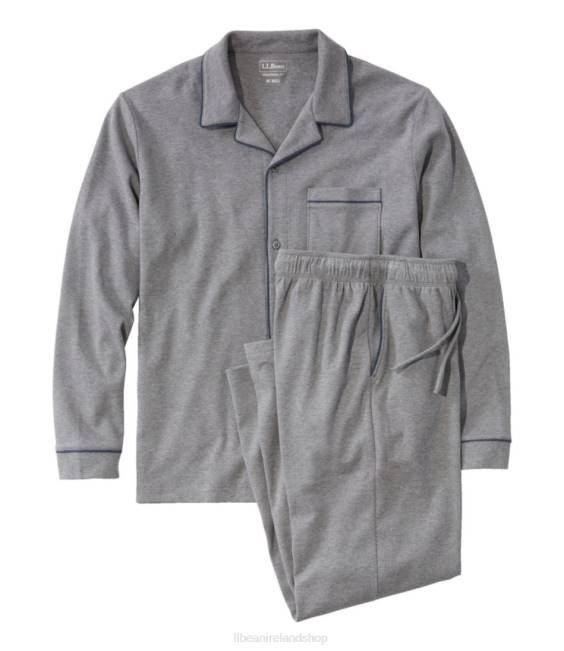LLBean Cotton Knit Pajamas Men J46J3066 Clothing Gray Heather