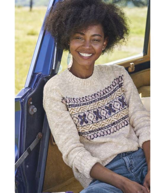 LLBean Cotton Ragg Sweater Women J46J3030 Clothing Deep Wine Fair Isle