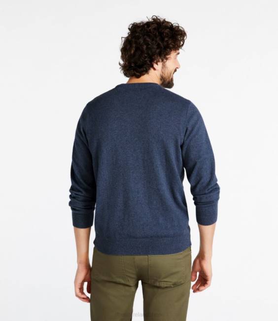 LLBean Cotton/Cashmere Sweater Men J46J6576 Clothing Teal Blue Heather