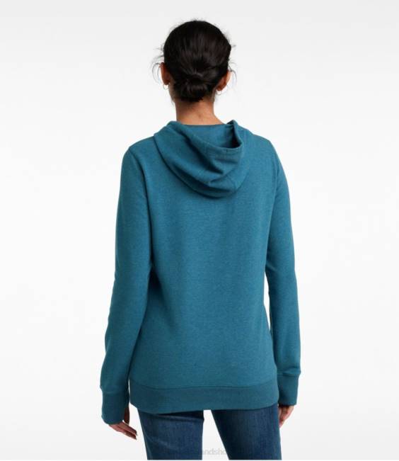 LLBean Cozy Camp Hoodie Women J46J4869 Clothing Sea Green Heather Logo
