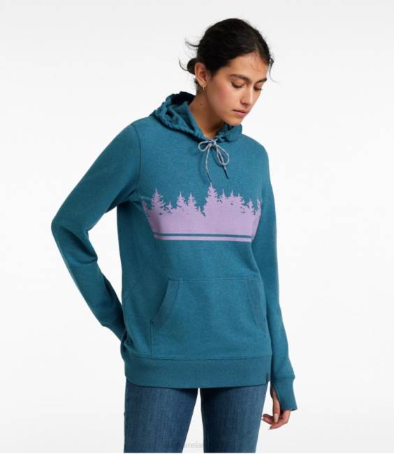 LLBean Cozy Camp Hoodie Women J46J6577 Clothing Spruce Heather Colorbars