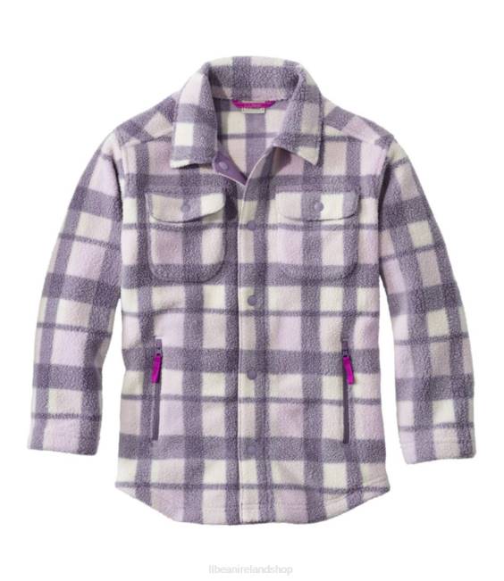 LLBean Cozy Fleece Shirt Jacket Kids J46J171 Clothing Lavender Ice