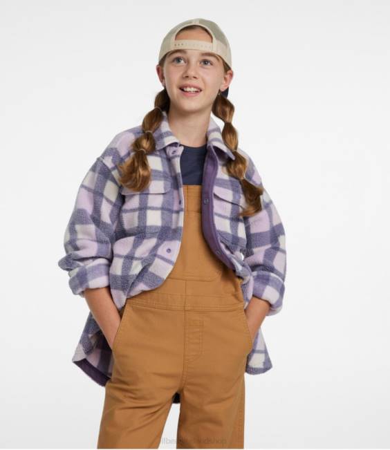 LLBean Cozy Fleece Shirt Jacket Kids J46J171 Clothing Lavender Ice