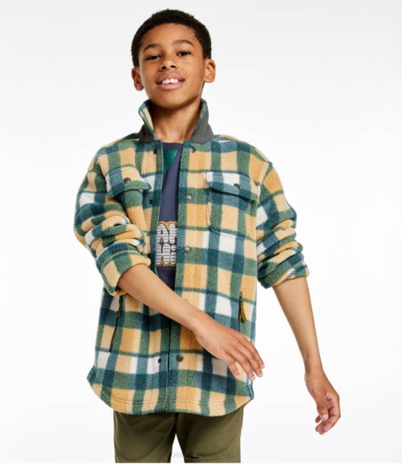 LLBean Cozy Fleece Shirt Jacket Kids J46J3071 Clothing Ochre
