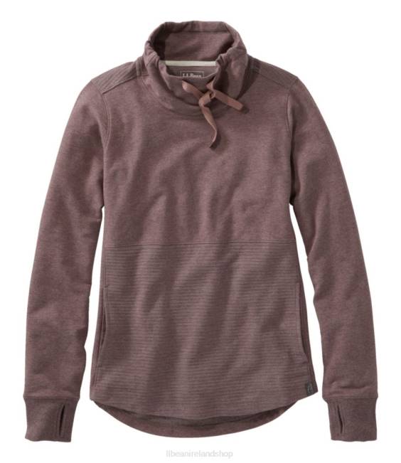 LLBean Cozy Mixed-Knit Pullover Women J46J2975 Clothing Smoky Mauve Heather