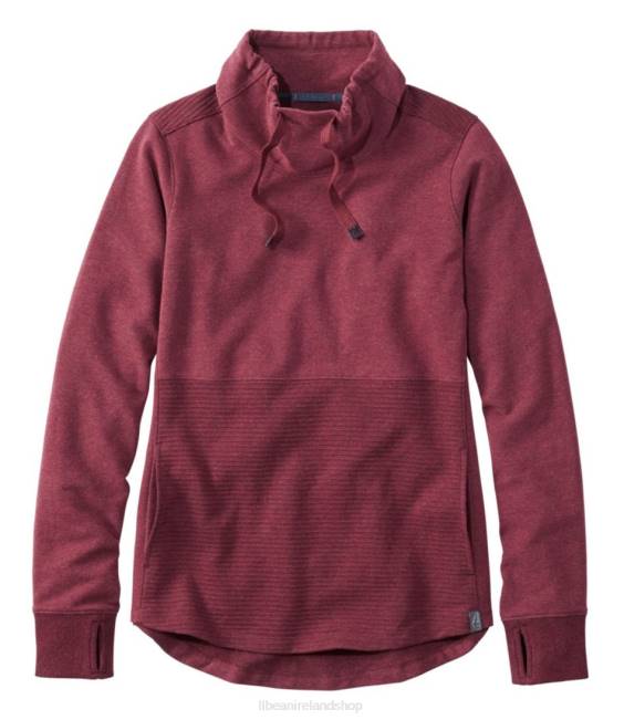 LLBean Cozy Mixed-Knit Pullover Women J46J5686 Clothing Deep Port Heather