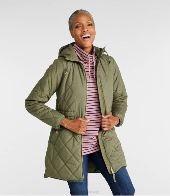 LLBean Cozy Quilted Coat Women J46J6038 Outerwear Deep Olive