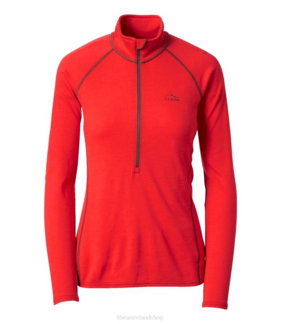 LLBean Cresta Midweight 250 T-Zip Top Women J46J6013 Clothing Vibrant Red