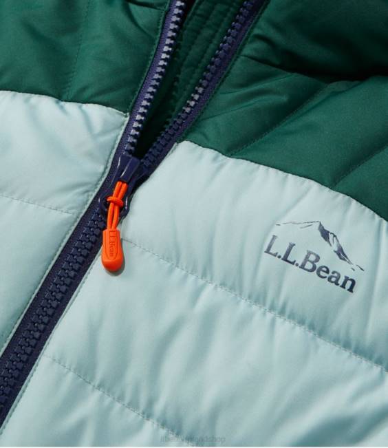 LLBean Down Hooded Jacket Women J46J6046 Outerwear Vintage Indigo/Mineral Blue