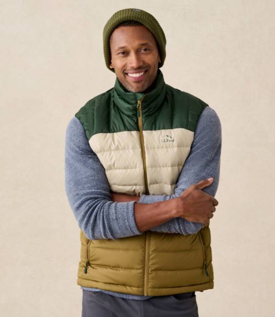 LLBean Down Vest Men J46J639 Outerwear Fatigue Green/Deep Balsam