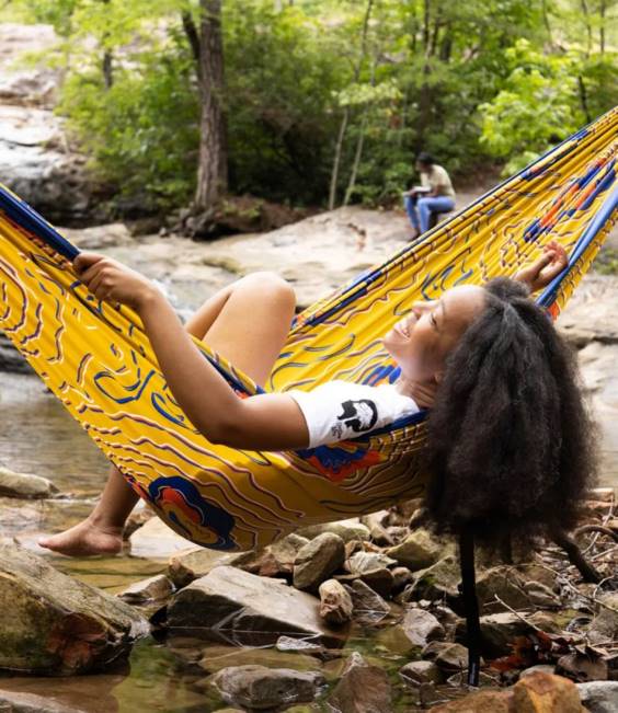 LLBean ENO DoubleNest Hammock Giveback Unisex J46J6165 Camping Furniture Sapphire/Outdoor Afro Gold