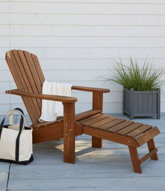 LLBean Eucalyptus Adirondack Lounger Unisex J46J2787 Backyard  Patio Natural